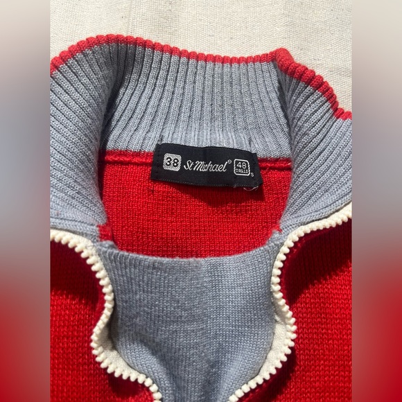 Men’s Vintage Red St Michael 1/4 Zip Pullover Knit Sweater Size 38 - Picture 3 of 4